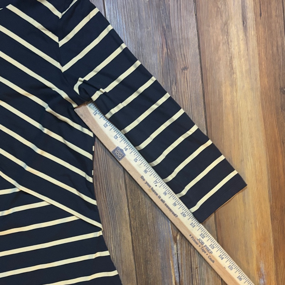 J. McLaughlin Black and Tan Striped Long Sleeve Dress Medium - Picture 7 of 8